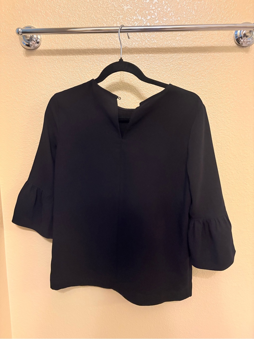 Women's Navy Blue Ruffle-Sleeve Blouse